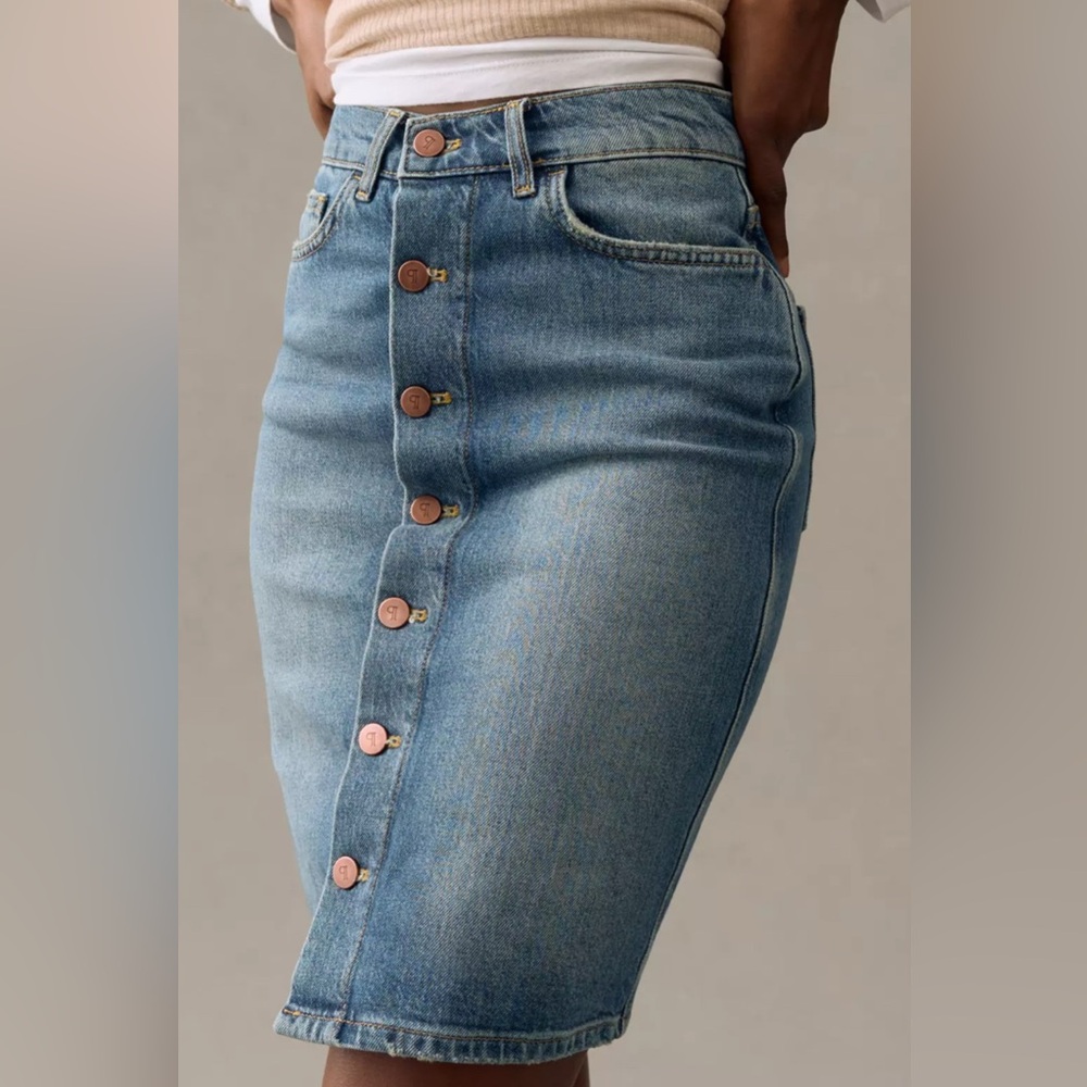 Anthropologie Pilcro Blue Denim Pencil Skirt Size 4 - Picture 7 of 9